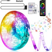 تصویر پک کامل ریسه هوشمند RGBIC (آی سی دار) Double Glow فول کالر موزیکال 5 متری- با ریموت کنترل و اپلیکیشن حرفه ای تلفن همراه 
