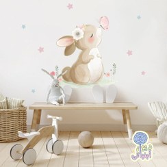 تصویر برچسب دیواری کودک تاتی مدل W236 طرح خرگوش 