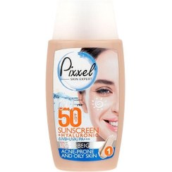 تصویر کرم ضدآفتاب SPF50 رنگ بژ روشن مناسب پوست چرب حجم 50 میل پیکسل Pixel SPF50 Light Beige Sunscreen Cream for Oily Skin, 50 ml