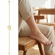 تصویر پابند زنجیر نقره آب طلا با پلاک حرف B 