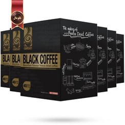 تصویر قهوه فوری کافه آرت CafeArt مدل قهوه سیاه black coffee پک 40 ساشه ای بسته 6 عددی 