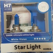 تصویر لامپ خودرو کره‌ای نور سفید پایه h7 ، استار لایت 5000 