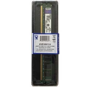 تصویر رم دسکتاپ DDR3 تک کاناله 1600 مگاهرتز CL11 کینگستون مدل KVR16N11/4 PC3-12800 ظرفیت 4 گیگابایت Kingston KVR16N11/4 DDR3 1600 4GB PC Ram