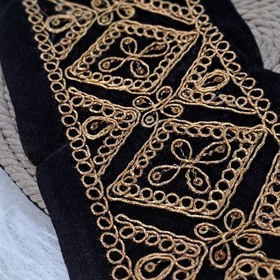 تصویر یراق سنتی مخملی قیطون دوزی شده پهن 