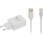 تصویر شارژر دیواری 18 وات پرووان مدل PWC520 به همراه کابل تبدیل USB-C سفید شارژر موبایل پرووان