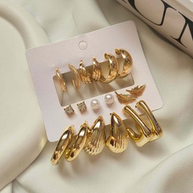 تصویر پک گوشواره برگ طلایی 