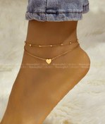 تصویر پابند دو لاین قلبی و توپی رنگ نقره ای 