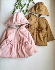 تصویر کاپشن دخترانه اقتصادی خردلی سایز ۵ 