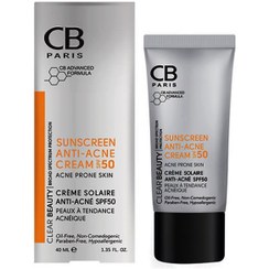 تصویر کرم ضدآفتاب سی بی پاریس SPf50 مدل پوست مستعد آکنه 40 میل CB Paris Sunscreen Anti Acne SPF50 Cream 40ML