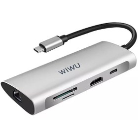 تصویر هاب تایپ سی 8 پورت مک بوک فلزی ویوو WiWU Alpha 831HRT Type-C Hub 8-in-1 Multiport Macbook Adapter 