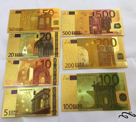 تصویر سری کامل اسکناس روکش طلا پنج تا پانصد یورو اروپا 
