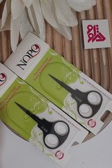 تصویر NOPO قیچی ابرو تیتانیوم مخملی مشکی سرصاف C11 حرفه ای (0113) NOPO professional black velvet titanium eyebrow scissors C11