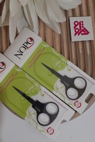 تصویر NOPO قیچی ابرو تیتانیوم مخملی مشکی سرصاف C11 حرفه ای (0113) NOPO professional black velvet titanium eyebrow scissors C11