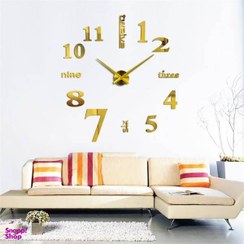 تصویر ساعت دیواری پدیده شاپ مدل Number طلایی 