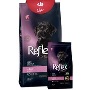 تصویر غذای خشک سگ بالغ رفلکس پلاس مدل های انرژی با طعم گوشت reflex high energy model food for dogs