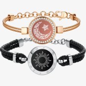 تصویر دستبند هوشمند توتو مدل خورشید و ماه با زنجیر مار و چرم 