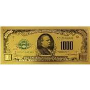تصویر اسکناس ۱۰۰۰ دلار آمریکا روکش آب طلا 