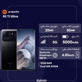 تصویر گوشی موبایل شیائومی مدل Mi 11 Ultra دو سیم کارت ظرفیت 512 گیگابایت و رم 12 گیگابایت - پک چین Xiaomi Mi 11 Ultra Dual SIM 512GB And 12GB RAM Mobile Phone - China Packing