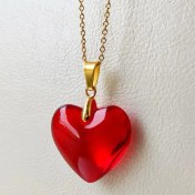 تصویر گردنبند دخترانه قلب سواروسکی قرمز 