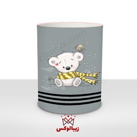 تصویر سبد اسباب بازی و سبد لباسی کودک پسرانه خرس برفی طوسی 