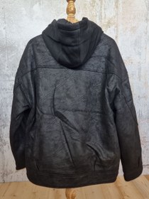 تصویر کاپشن مردانه وارداتی کلاه‌دار طرح چرم (چهارخانه) - سایز XL و XXL - XL 