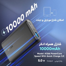 تصویر پاوربانک انکر مدل A1266 PowerCore Speed With Quick Charge 3.0 با ظرفیت 10000 میلی آمپر ساعت پاوربانک انکر مدل پاوربانک انکر مدل A1266 PowerCore Speed With Quick Charge 3.0 با ظرفیت 10000 میلی آمپر ساعت مشکی