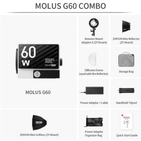 تصویر ویدیو لایت Zhiyun MOLUS G60 Bi-Color Pocket COB Monolight Combo Zhiyun MOLUS G60 Bi-Color Pocket COB Monolight Combo