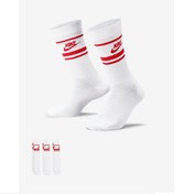تصویر جوراب تنیس نایک مدل everyday essential crew سه جفت رنگ سفید قرمز مناسب سایز ۳۸-۴۲ 