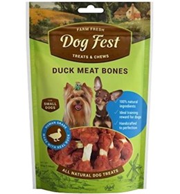 تصویر خوراکی استخوانی گوشت مرغ ۵۵ گرم (قهوه‌ای/سفید) برند dog fest Duck Meat Bones Treat Brown/White 55grams