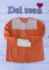 تصویر شومیز نارنجی یقه گرد Blouse