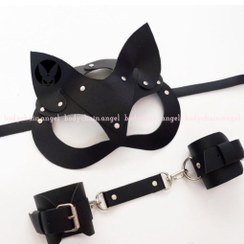 تصویر مچ بند و نقاب گربه ای فانتزی / چرم وارداتی ضخیم 