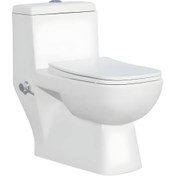 تصویر توالت فرنگی گاتریا سفید دارای سیستم خودشور دار 