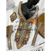 تصویر ست پنل گلدوزی، زری دوزی و پولک کاری(گل زرشکی) 