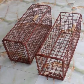 تصویر تله گربه سمور بدون فنر قفل شونده فلزی زنده گیر بزرگ باکس گربه 