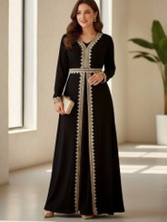 تصویر لباس مجلسی زنانه ماکسی کرپ سایز ۴۴ تا ۵۲ رنگ مشکی 