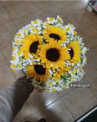 تصویر دسته گل آفتابگردان و نرگس طرح نیلوفر 