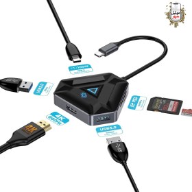 تصویر هاب 6در1 اچ دی ام آی پرودو Porodo 6iN1 HDMI USB-C Hub PDX529 