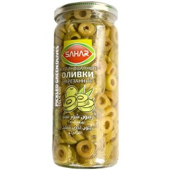 تصویر زیتون شور سبز (ورقه شده) سحر 470 گرم 