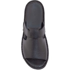 تصویر دمپایی زنانه چرمی شیما مدل کمند رنگ مشکی 