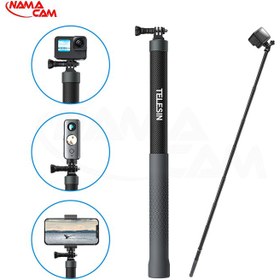 تصویر مونوپاد 3 متری کربن و محوشونده ورژن 3 تلسین TELESIN New Design 3m Carbon Fiber Selfie Stick (3.0)