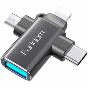 تصویر مبدل او تی جی USB3.0 به Type-C/Lightning/MicroUSB ارلدام مدل OT80 