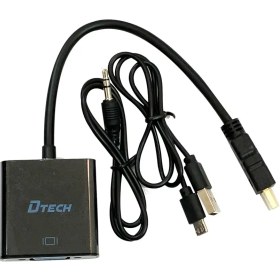 تصویر کابل تبدیل HDMI TO VGA برند DTECH ( پاور دار ) 