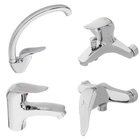 تصویر ست شیرآلات طوفان فلز مدل ندا کروم Neda chrome metal storm faucet set