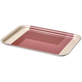 تصویر سینی ملامین ایکیا RODKNOT IKEA Tray 20x28cm patterned grey-pink. brown-red