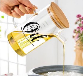 تصویر ظرف روغن ریز اکرولیک 600ml متوسط درب چوب آکام AKAM 