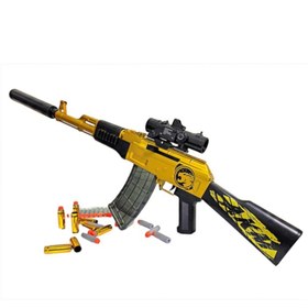 تصویر اسباب بازی جنگی مدل اسلحه سوپر سایز AK47 طرح پوکه پران دوربین لنز دار کد K51 ابعاد 91 سانت 