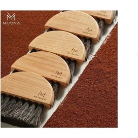 تصویر برس چوبی ضد استاتیک با موی اسب MUVNA MUVNA Anti-Static Barista Bench horsehair Cleaning Brush