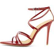 تصویر صندل کارینا ورنی قرمز پاشنه 10 سانت کد 1004r 