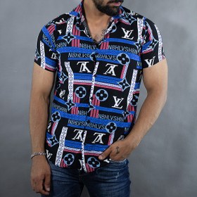 تصویر پیراهن مردانه هاوایی آستین کوتاه مدل لویی ویتون کد 29546 
