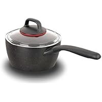 تصویر سس قابلمه آتشفشانی کورکماز گوستو با درب اجاق گاز 2 لیتری، A1360 مشکی Korkmaz Gusto Volcanic Sauce Pan with Lid Cooker 2 Quart, A1360 Black